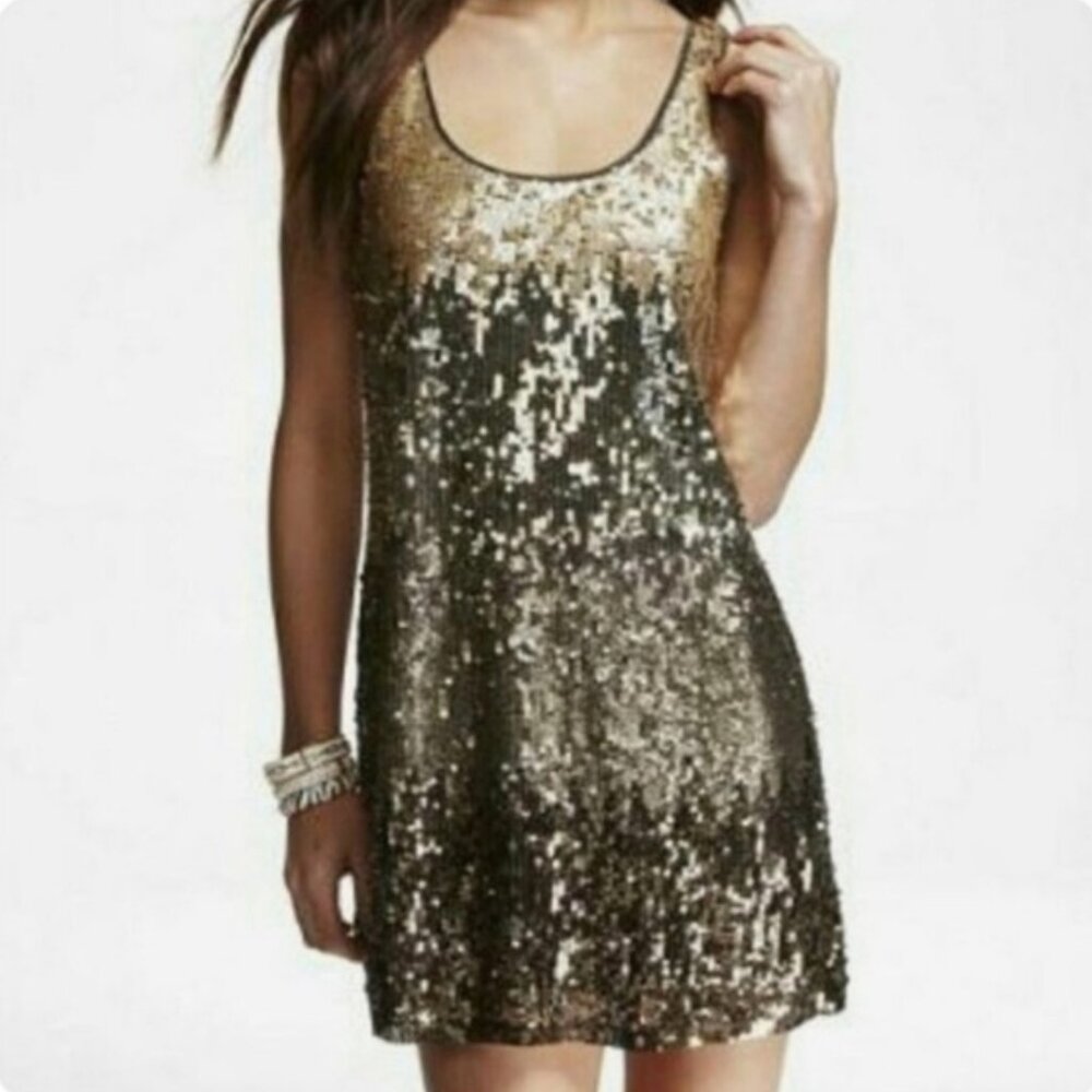 Express sequin gold ombré dress size XS